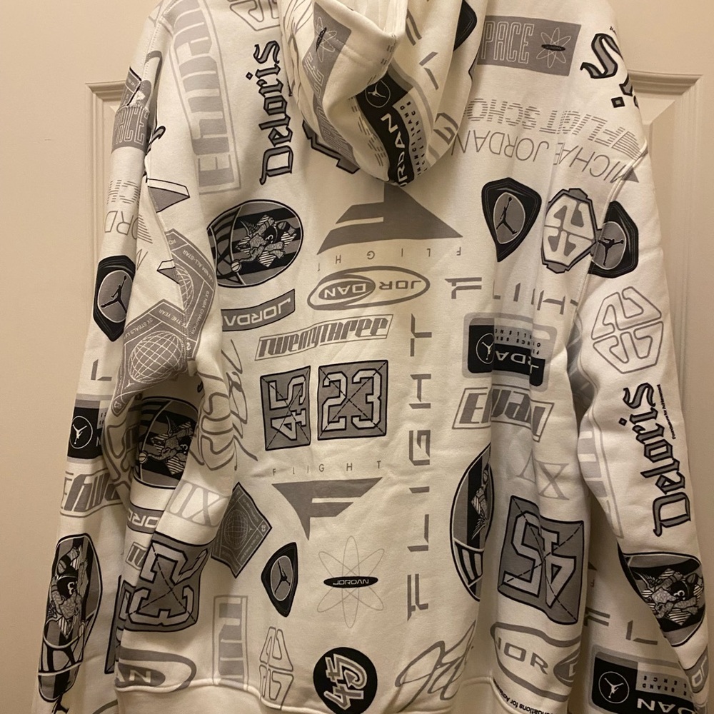 Nike White and Gray Graphic Hoodie